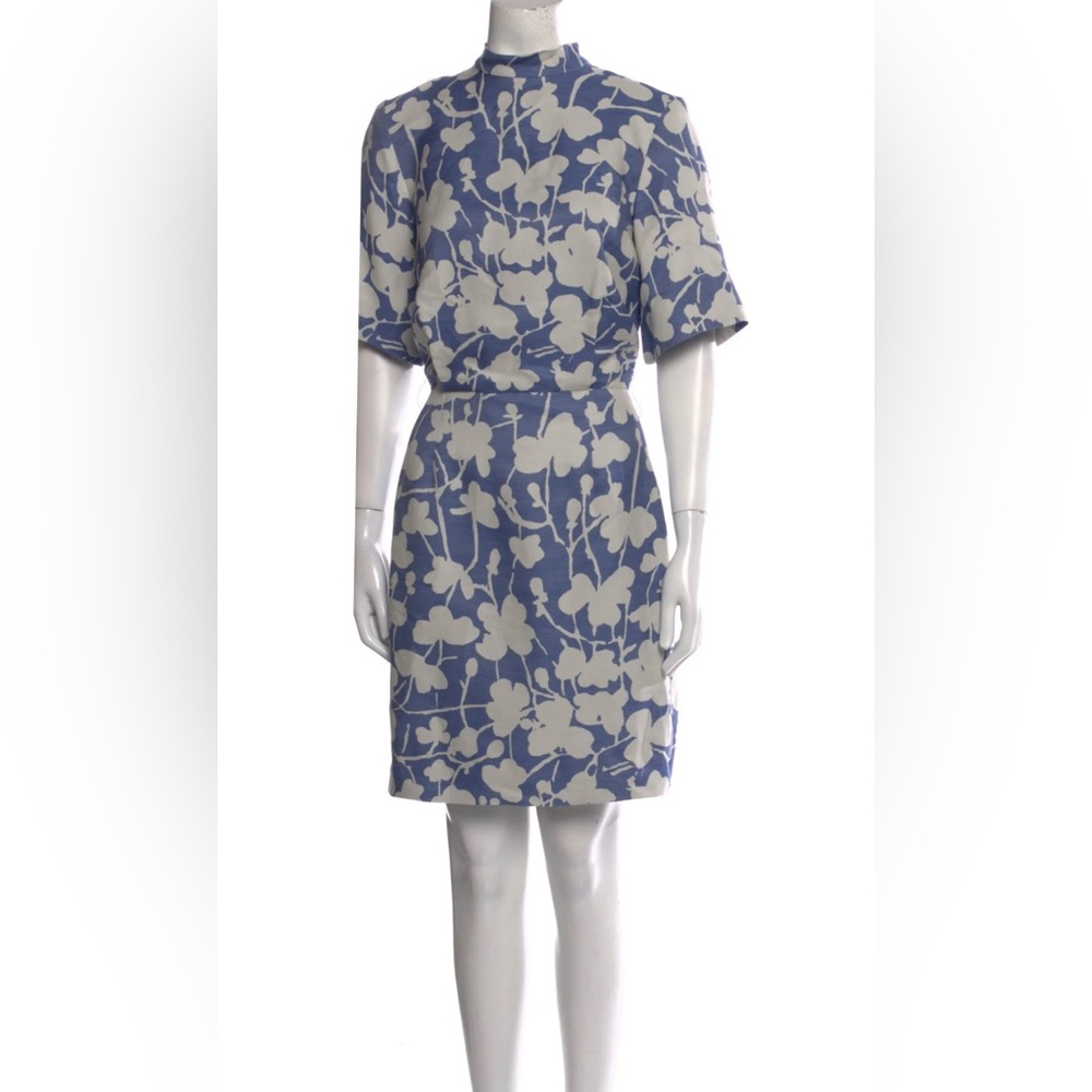 Rosie Assoulin Blue and White Floral Midi Dress